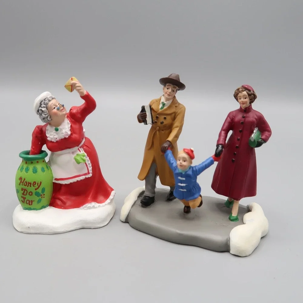 Christmas Village Figurines Lot of 5 Church Building Flowers Horse Carriage Show